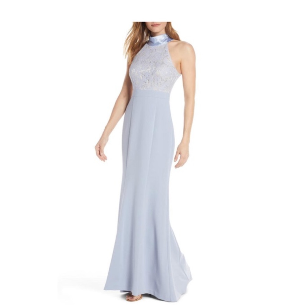 Eliza J blue halter dress